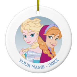 Anna and Elsa | Back To Back Add Your Name Ceramic Ornament