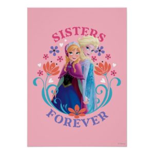 Anna and Elsa | Sisters with Flowers Poster