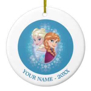 Anna and Elsa | Winter Magic Add Your Name Ceramic Ornament
