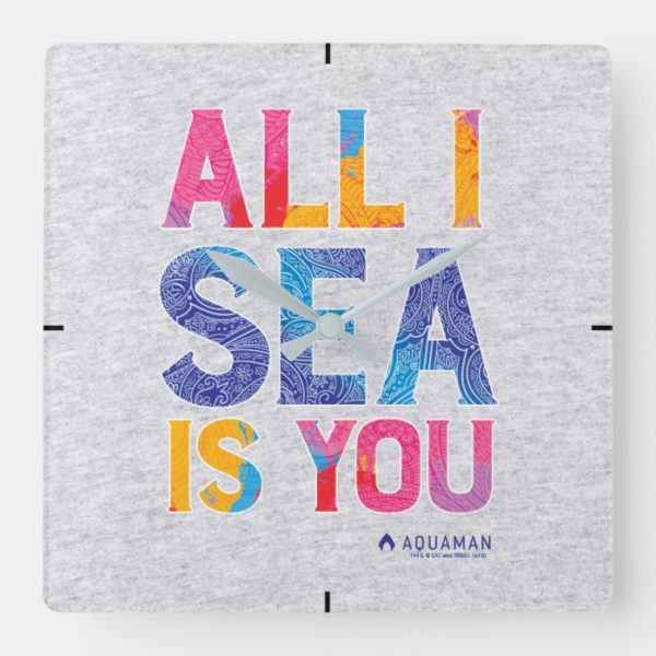 Aquaman | "All I Sea Is You" Colorful Paisley Square Wall Clock