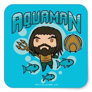 Aquaman | Chibi Aquaman Undersea Graphic Square Sticker