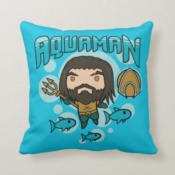 Aquaman | Chibi Aquaman Undersea Graphic Throw Pillow