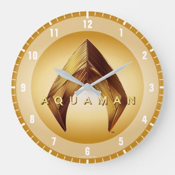 Aquaman | Golden Aquaman Logo Large Clock