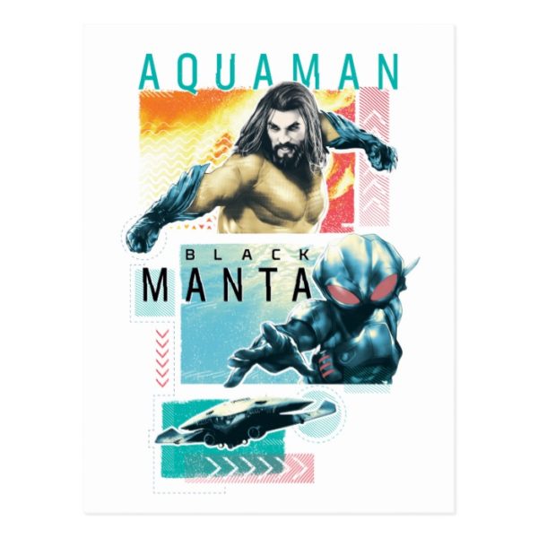 Aquaman | Modernist Aquaman & Black Manta Graphic Postcard