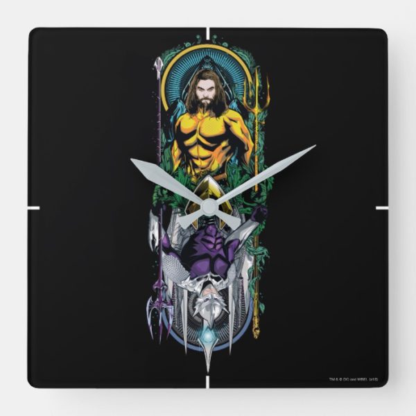Aquaman | Orin & Orm Reversible Art Nouveau Panel Square Wall Clock