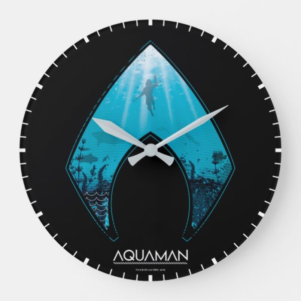 Aquaman | See Through Aquaman Logo Ocean Graphic Large Clock