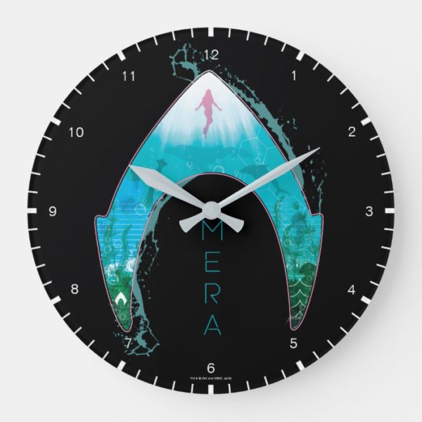 Aquaman | See Through Mera Symbol Ocean Graphic Large Clock