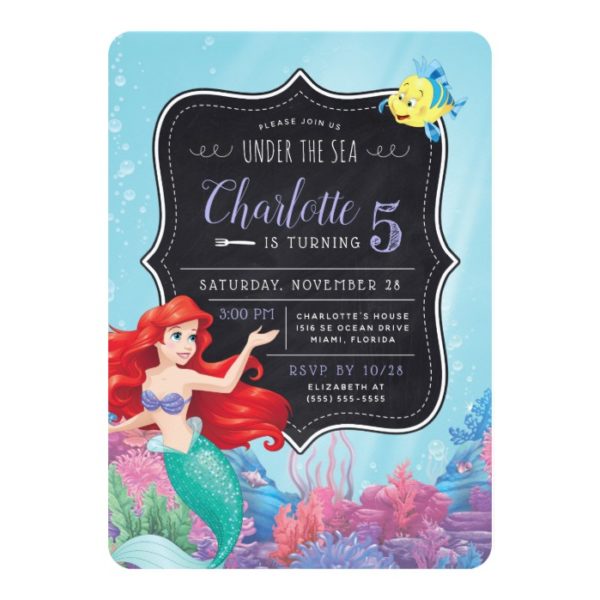 Ariel | The Little Mermaid | Chalkboard Birthday Invitation