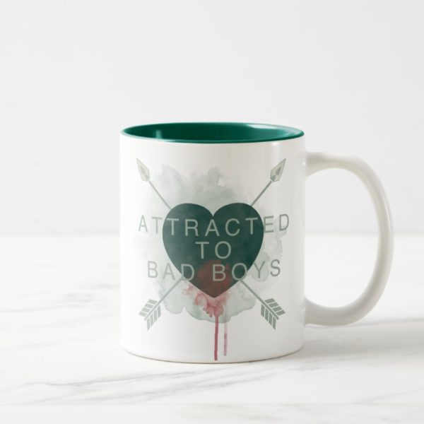Arrow | "Attracted To Bad Boys" Pierced Heart Two-Tone Coffee Mug