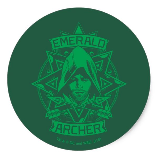 Arrow | Emerald Archer Graphic Classic Round Sticker