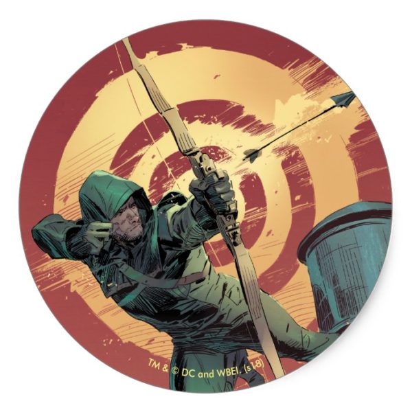 Arrow | Green Arrow Fires From Rooftop Classic Round Sticker