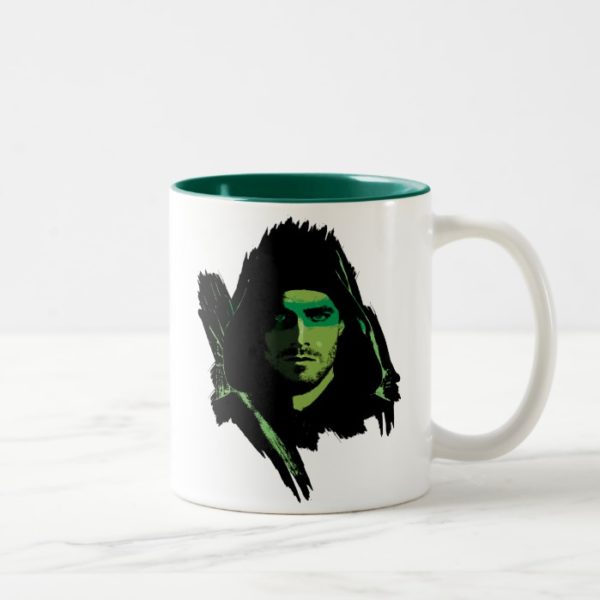 Arrow | Green Arrow Green Stylized Cutout Two-Tone Coffee Mug