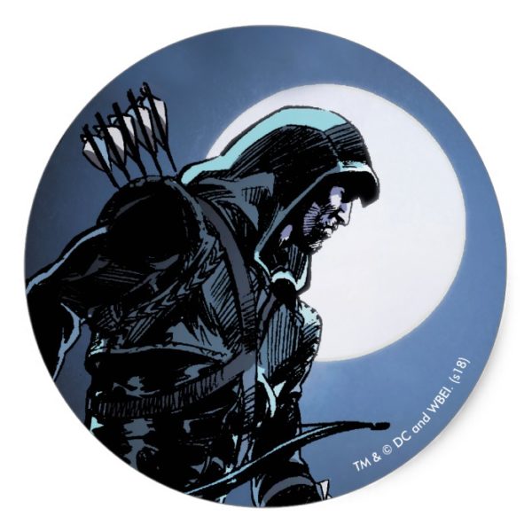 Arrow | Green Arrow In Moonlight Classic Round Sticker
