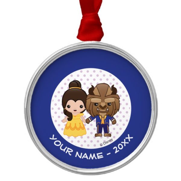 Beauty and the Beast Emoji Add Your Name Metal Ornament