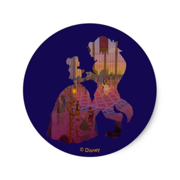 Beauty & The Beast | Silouette Dancing Classic Round Sticker