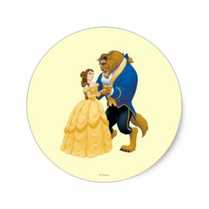 Belle and Beast Dancing Classic Round Sticker