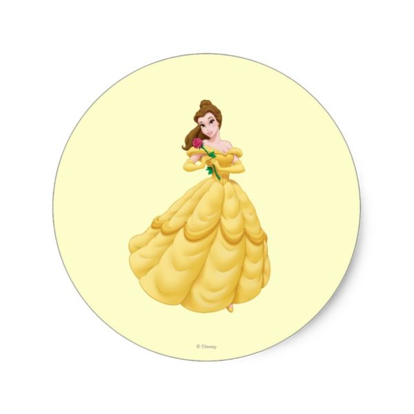 Belle Holding Rose Classic Round Sticker