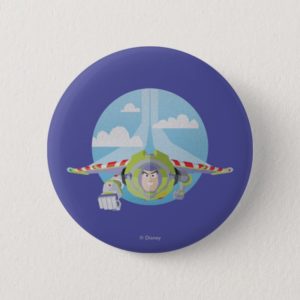 Buzz Lightyear Flying Despeckled Retro Graphic Pinback Button