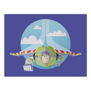 Buzz Lightyear Flying Despeckled Retro Graphic Postcard