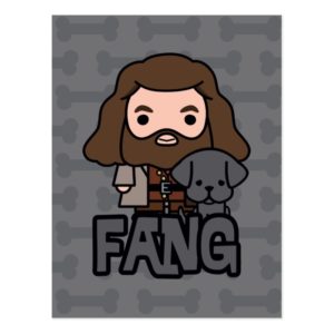 Cartoon Hagrid and Fang Character Art Postcard