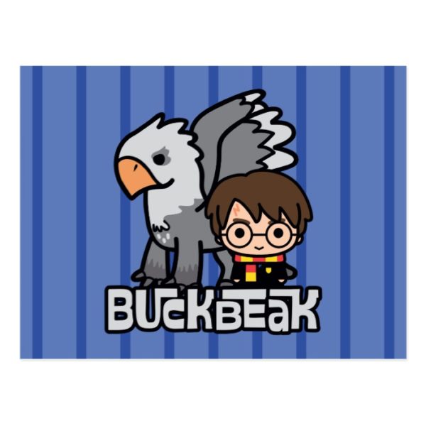 Cartoon Harry Potter and Buckbeak Postcard