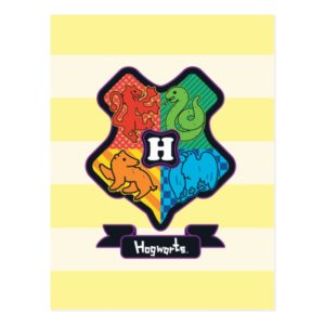 Cartoon Hogwarts Crest Postcard
