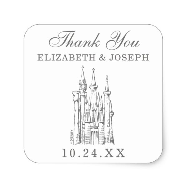 Cinderella Castle | Fairytale Wedding Thank You Square Sticker