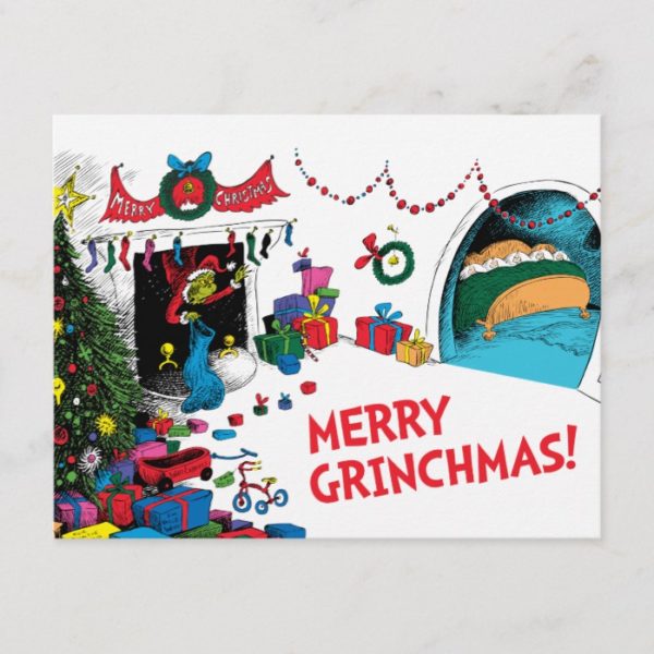 Classic Grinch | The Grinch in Chimney Holiday Postcard