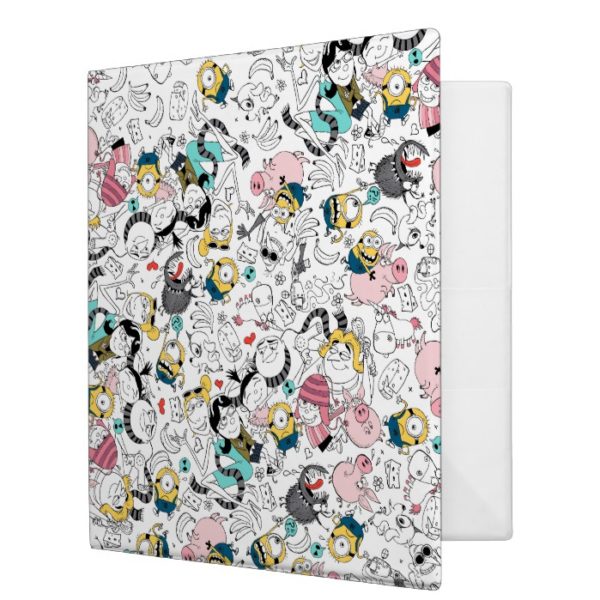 Despicable Me | Colorful Family Doodle Pattern 3 Ring Binder