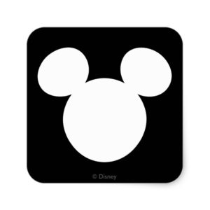 Disney Logo | White Mickey Icon Square Sticker