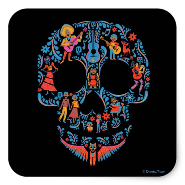 Disney Pixar Coco | Colorful Sugar Skull Square Sticker