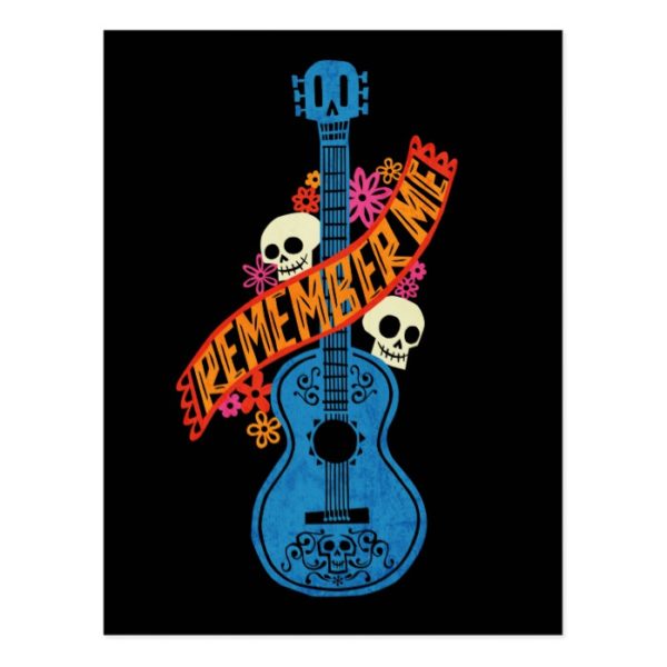 Disney Pixar Coco | Guitar Sugar Skulls Typography Postcard