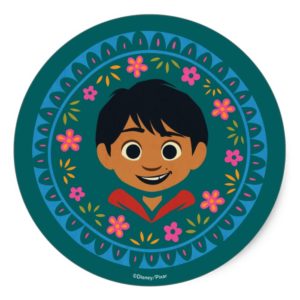 Disney Pixar Coco | Miguel | Floral Graphic Classic Round Sticker