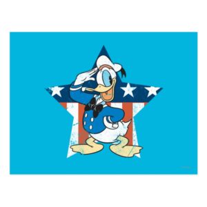 Donald Duck | Salute with Patriotic Star Postcard