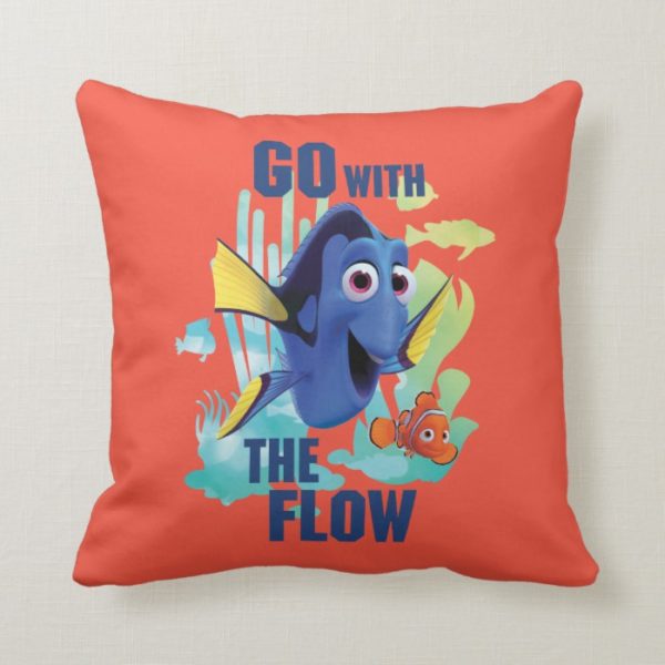 Dory & Nemo | Go with the Flow Watercolor Graphic Throw Pillow