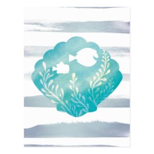 Dory & Nemo | Watercolor Shell Graphic Postcard