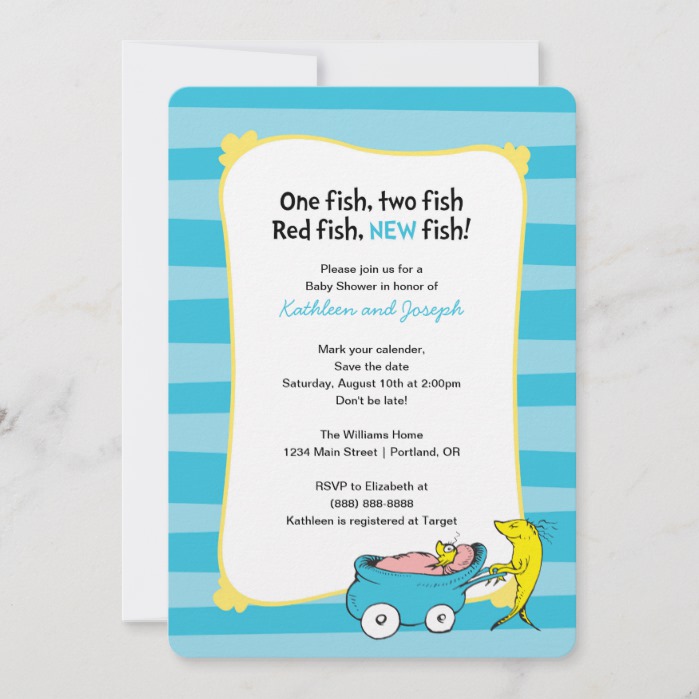 Dr. Seuss  One Fish - Boy Baby Shower Save The Date - Custom Fan Art