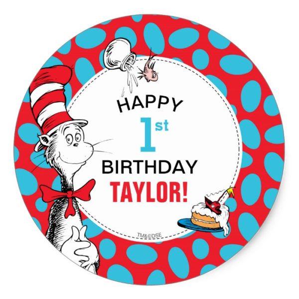 Dr. Seuss | The Cat in the Hat Birthday Classic Round Sticker