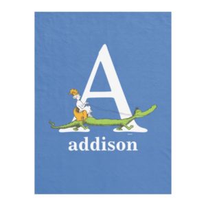Dr. Seuss's ABC: Letter A - White | Add Your Name Fleece Blanket