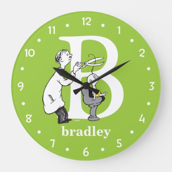 Dr. Seuss's ABC: Letter B - White | Add Your Name Large Clock