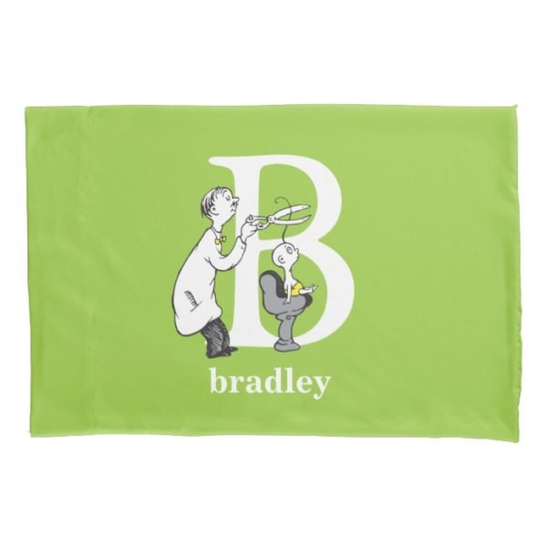 Dr. Seuss's ABC: Letter B - White | Add Your Name Pillow Case