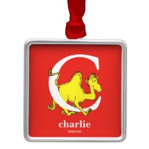 Dr. Seuss's ABC: Letter C - White | Add Your Name Metal Ornament