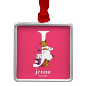 Dr. Seuss's ABC: Letter J - White | Add Your Name Metal Ornament