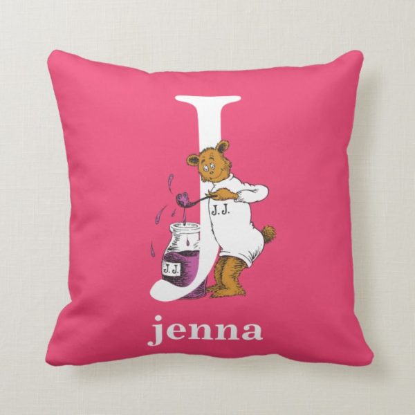 Dr. Seuss's ABC: Letter J - White | Add Your Name Throw Pillow