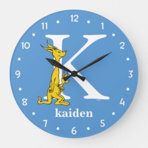 Dr. Seuss's ABC: Letter K - White | Add Your Name Large Clock