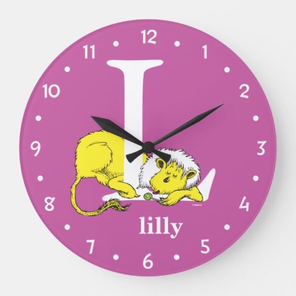 Dr. Seuss's ABC: Letter L - White | Add Your Name Large Clock