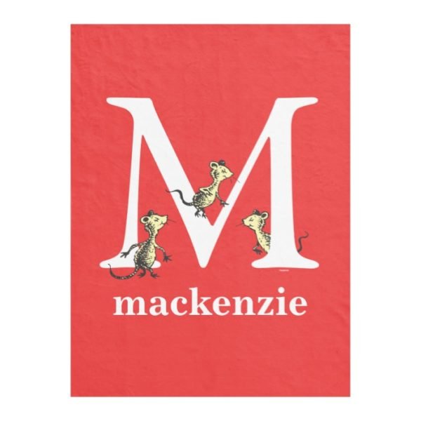 Dr. Seuss's ABC: Letter M - White | Add Your Name Fleece Blanket