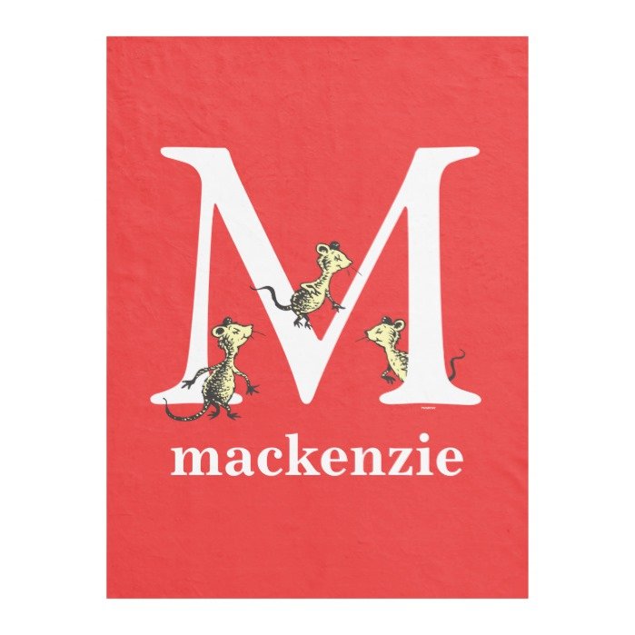 Dr. Seuss's ABC: Letter M - White | Add Your Name Fleece Blanket