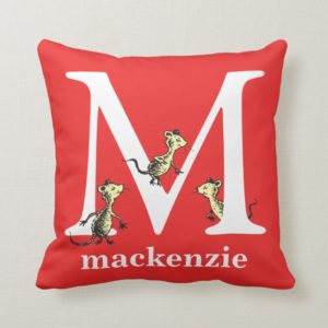 Dr. Seuss's ABC: Letter M - White | Add Your Name Throw Pillow