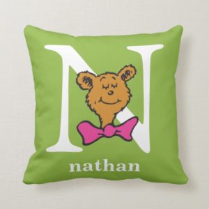 Dr. Seuss's ABC: Letter N - White | Add Your Name Throw Pillow